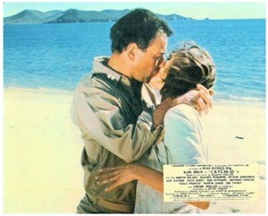 Catch-22 original lobby card Alan Arkin kisses Paula Prentiss on beach