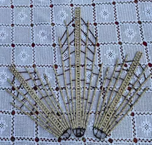 Vintage Tribal einheimischer Knochenfan geformte Perlenwandkunst 26"" x 1, 19"" x 2, - Bild 1 von 14