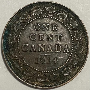 1914 Canada 1 One Large Cent Penny Coin - George V - Picture 1 of 2