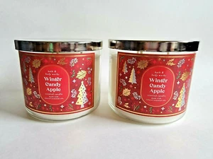 2 x BATH & BODY WORKS 3-WICK CANDLE WINTER CANDY APPLE 14.5 oz Each NEW - Picture 1 of 6