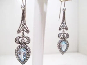 ART-DECO INSPIRIERTE OHRHÄNGER PLATIN & STERLINGSILBER 3,06 CTW TOPAS - Bild 1 von 5