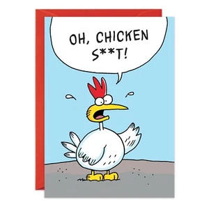 Humor Funny Chicken S**T Belated Birthday Card Friend oatmeal studios Him Her - Picture 1 of 2