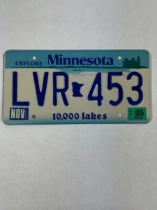 2000-2008 Minnesota Nummernschild LVR 453 Tag 2005 10.000 Lakes geprägt - Bild 1 von 2