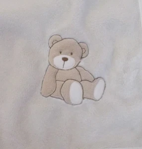 VHTF RARE CARTER'S Bear HUGS Beige PLUSH Satin BABY BLANKET - Picture 1 of 5