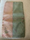 Vintage Pink & Blue Silk Hand Painted  Boudoir Handkerchief Hanky Holder 13-3/4"