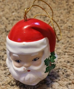 💥 Testa di Babbo Natale vintage in ceramica dipinta a mano decorazione natalizia 1977 - Foto 1 di 12