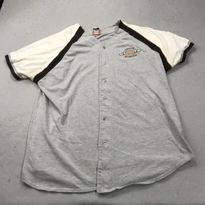 VINTAGE Harley Davidson Jersey Mens XL Gray Biker Motorcycle Baseball Sewn Logos - Picture 1 of 9