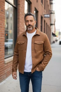 Men’s Frye Faux Suede Shirt NWT Med - Picture 1 of 11