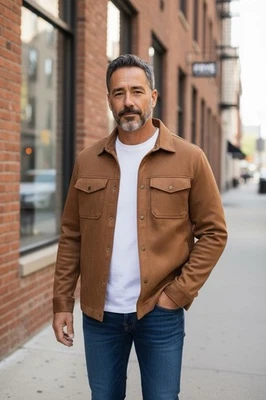 Men’s Frye Faux Suede Shirt NWT Med - Image 1 of 4