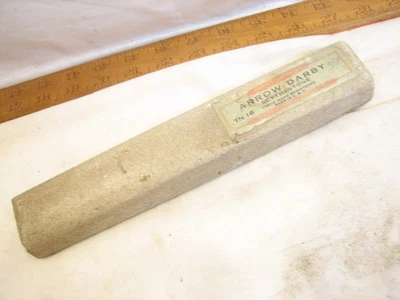 Vintage Arrow Darby Scythe Sharpening Stone Primitive Farm Tool Scythestone - Image 1 of 4