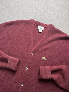 Suéter De Colección Izod Lacoste Para Hombre XL Granate Botón Frontal Cárdigan Tejido Abuelo - Imagen 1 de 20