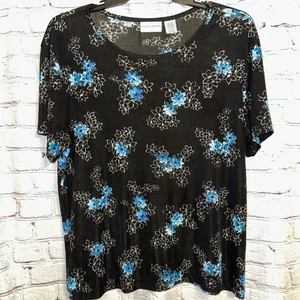 Jaclyn Smith Women’s Pullover Floral Short Sleeve Multicolor Blouse Stretchy XL - Picture 1 of 8
