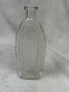 Vtg Clear Textured Glass Bottle Bud Vase – Small Apothecary Flask Flat Style - Imagen 1 de 6
