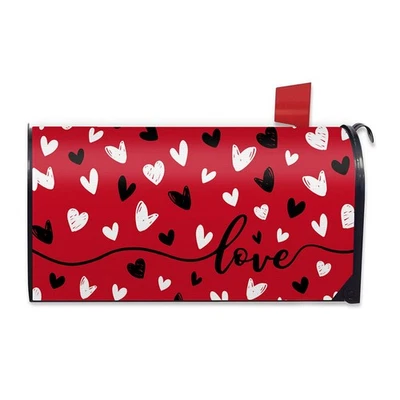 Valentine's Day Red Mailbox Cover Magnetic Standard Size 20.5" x 18", Black W... - Image 1 of 4