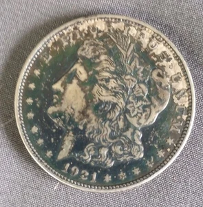 Dollaro d'argento Morgan 1921-D, solo anno coniato a Denver tono - Foto 1 di 3