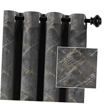  Luxury Velvet Curtains 63 Inches Long 52"W x 63"L (Pack of 2) Dark Grey - Image 1 of 4