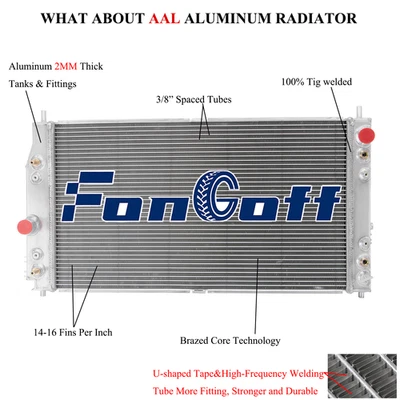 3 Row Aluminum Radiator For 1998-2004 Chrysler 300M Concorde Dodge Intrepid 3.5L - Image 1 of 4
