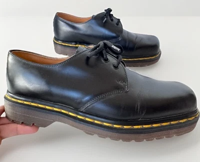 Vintage 90s Dr. Martens Square Toe Black Lace Up Oxford Shoes England UK4 *Flaws - Image 1 of 4