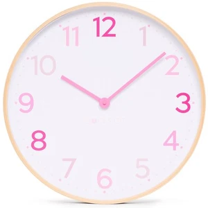 Clocksicle Silent Wood Wall Clock, Multi Pink, 50cm - Picture 1 of 13