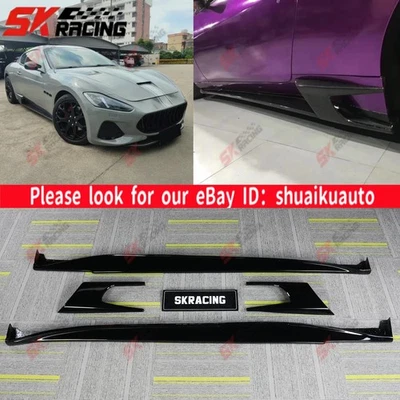 Fits Maserati GranTurismo 2008-2017 Carbon Fiber/Glossy Black Side Skirts Kits - Image 1 of 4