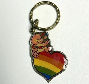 Portachiavi Care Bear cuore arcobaleno anni 80 VINTAGE AGC made in USA - Foto 1 di 4