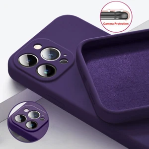 Custodia posteriore silicone liquido morbida per iPhone 16 15 14 13 12 Pro Max 11 XS 8+ - Foto 1 di 23
