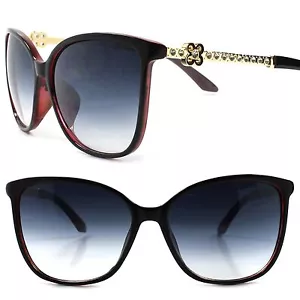 Upscale Modern Stylish Black Gold Rhinestone Temple Womens Designer Sunglasses - Bild 1 von 4