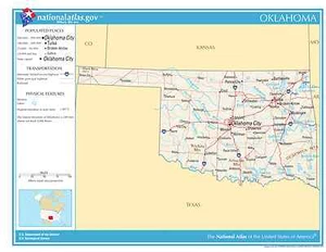 Oklahoma State Referenz laminierte Wandkarte - Bild 1 von 1