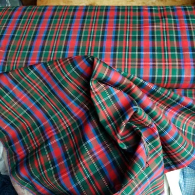 Vintage Dan River Plaid Lightweight Poly/Cotton Blend Fabric 1y X 44" BTY - Image 1 of 4