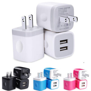 USB Wall Charger 2.1A Dual Port Phone Charging Base Cube Charger For iPhone