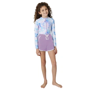 NWT Eddie Bauer Long Sleeve Swim Suit & Shorts Set Purple Size Large: L (14-16) - Picture 1 of 8