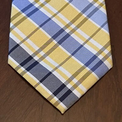 Мужской галстук Merona синее золото 100% шелк сделано в Китае - Изображение 1 из 4