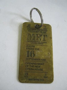 Original September 16, 1966 Metropolitan Opera House Opening Brass Ticket Fob - Picture 1 of 7
