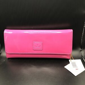 BAEKGAARD Genuine Patent Leather Large Clutch Wallet - Passion Fruit Pink - NWTS