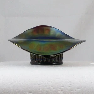DUGAN CIRCLE SCROLL AMETHYST LILA KARNEVAL GLAS JIP MÜTZE VASE - Bild 1 von 6