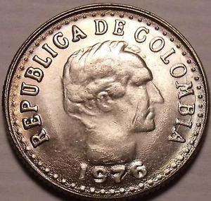 Gem Unc Colombia 1976 10 Centavos~Head Of Santander~Free Shipping - Picture 1 of 2