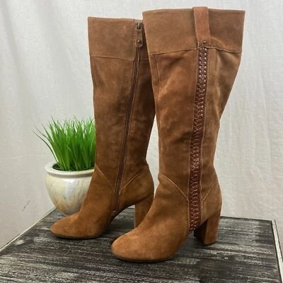 Kensie Brown Suede Bernadette Block Heel Side Zip Knee High Boots 8 - Image 1 of 4