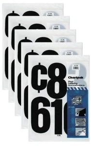 Chartpak 6-inch Black Stick-on Vinyl Numbers (01198), 5 PACKS - Picture 1 of 1