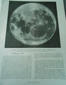La Terre et la Lune 8 pages Old Antique Print 1930 - Foto 1 di 4