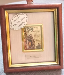 Colgante de pared vintage de hoja de aluminio enmarcado de San Francisco de Asís italiano Foglia Oro - Imagen 1 de 4