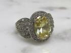 Beautiful ESPO Sterling Silver Yellow Stone Cocktail Ring ~ 6.4g ~ 5-F482