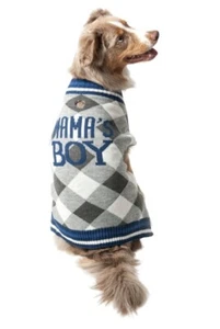 New Vibrant Life Pet Sweater Argyle “MAMA’S BOY” Dog Medium 20-50# Beagle - Picture 1 of 10