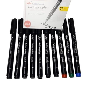 10 x CHISLLED NIB CALLIGRAPHY PENS 2mm for ITALIC, ARABIC, PERSIAN - 4 COLOURS - Picture 1 of 7