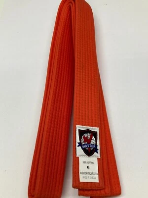 Каратэ, TKD, BJJ оранжевый ремень размер 6 новый из старых запасов SKU22 - Изображение 1 из 4