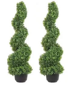 Artificial Topiaries Trees 36 in. Green Boxwood Topiaries Within Container 2 pcs - Picture 1 of 3