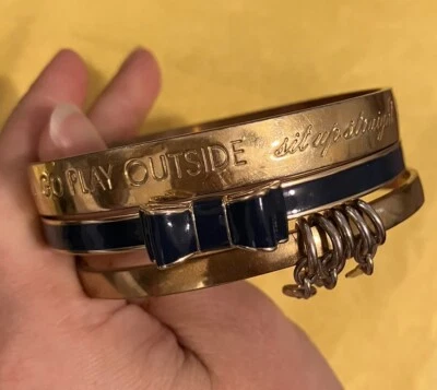 Lote de 3 pulseras KATE SPADE tono dorado ~ mamá lo dijo ~ arco azul ~ qué encantadoras Foto 1 de 4