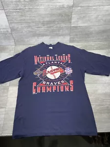 VTG Atlanta Braves Logo 7 Tshirt 1995 NL Champions Baseball MLB Adult XL USA 90s - Picture 1 of 22