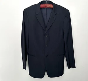 Emporio Armani Men's Custom 2 Piece Suit Wool Black Striped Stretch Italy 44 - Picture 1 of 24