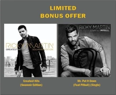RICKY MARTIN Greatest Hits PLUS PERSONALLY SIGNED SINGLE Mr. Put It Down 2CD/DVD - Image 1 of 3