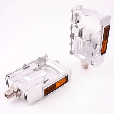 MKS FD-7 Plataforma Plegable Pedal Bicicleta Plateado Negro 9/16" Fixie Commuter Urbano Foto 1 de 4